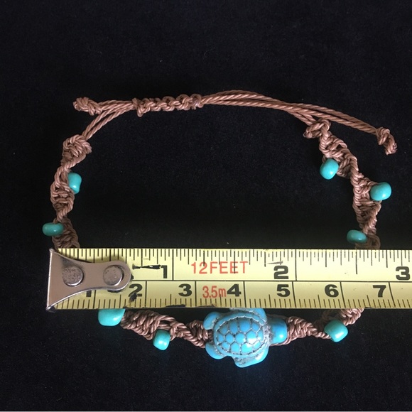 Turquoise Blue and Tan Braided Turtle Bracelet - Picture 5 of 5